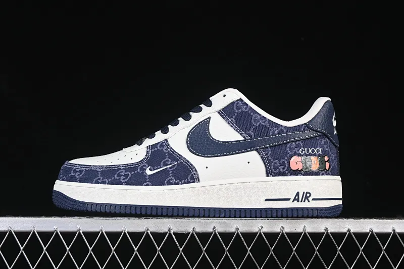 All categories Nk Air Force 1 Air Force series Nk Air Force 1 Low Air Force low-top Nike Air Force 1'07 Low Gucci joint navy blue denim Air Force 1 low-top casual sneakers SC0601-568